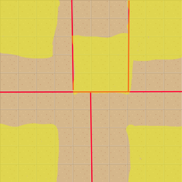 3x3 grids in each of the 5 sections, which large chunks of space in the map