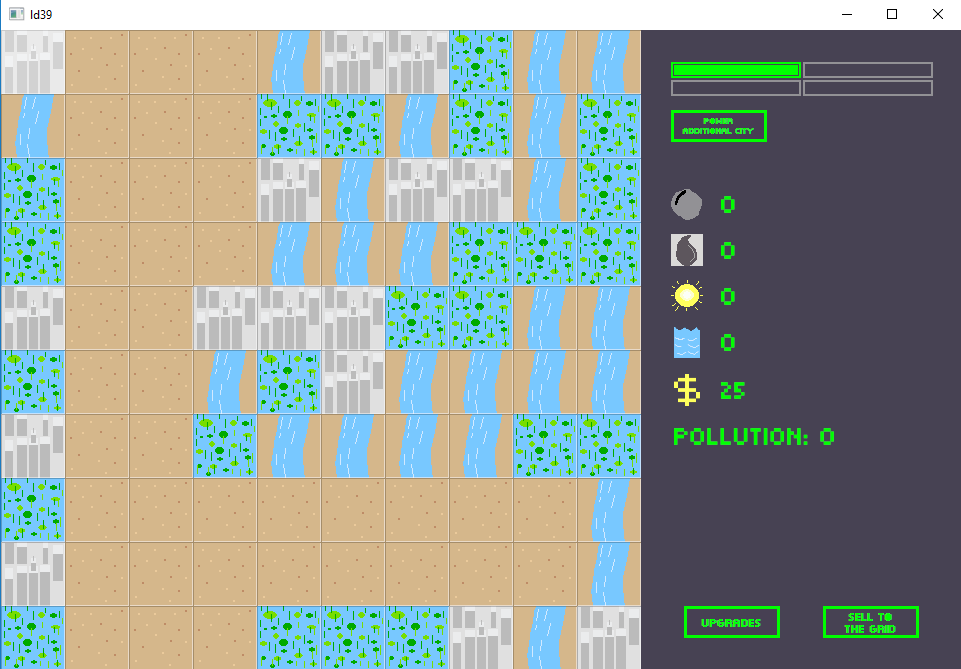 Screen shot of being in use in game, a number of river & city tiles